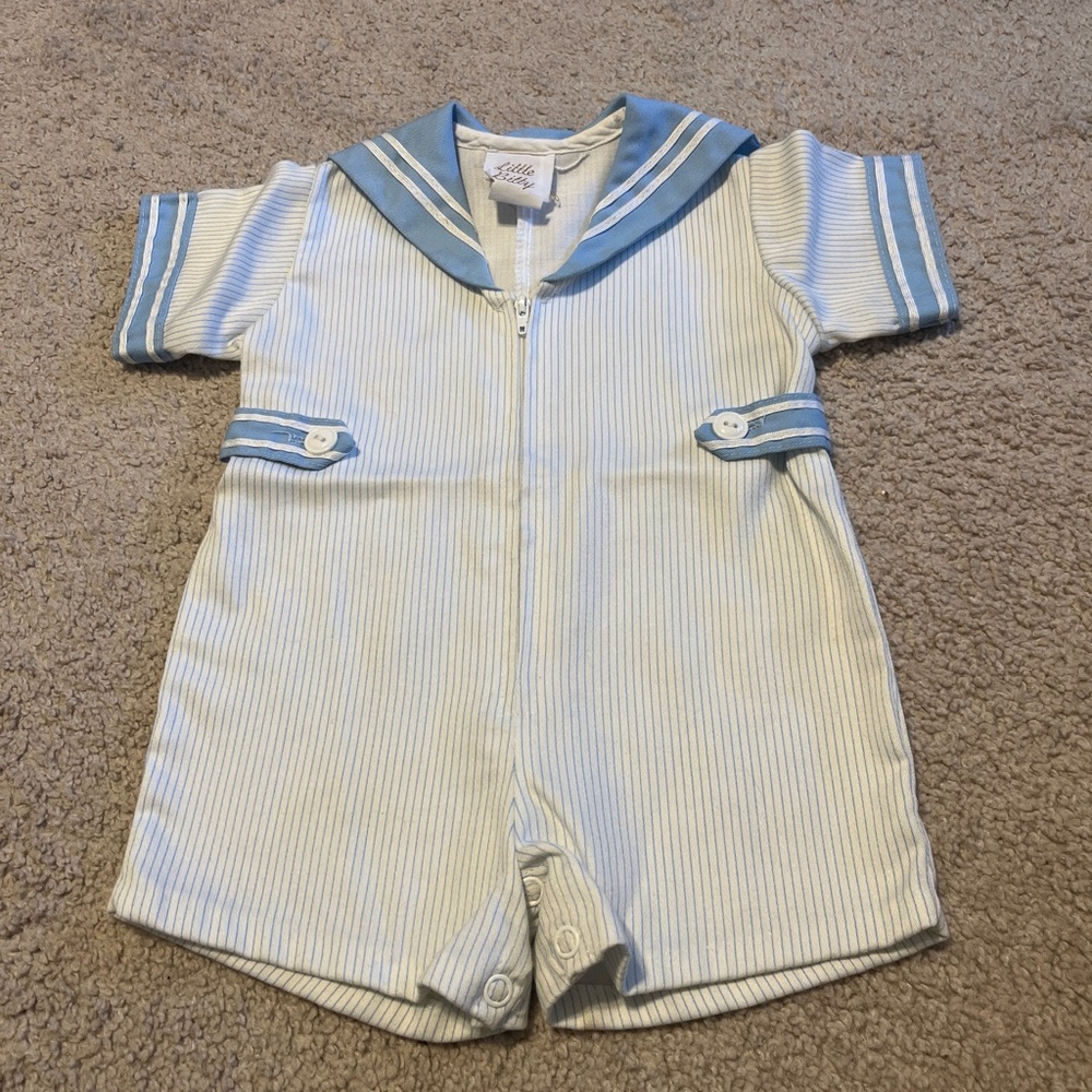 Sailor-Inspired Blue and White Kids Bodysuit